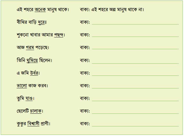 বাক্যের অর্থ ঠিক রেখে বিপরীত শব্দ বসাই, অর্থ ও অর্থান্তর